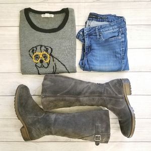 Merona Suede Boots, Grey, Size 10, GUC